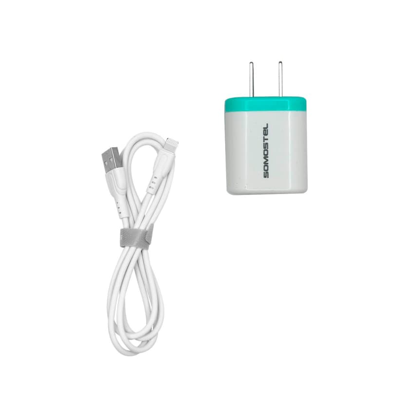Cargador 2 en 1 Con Cable USB Tipo Lightning Color Verde Somostel